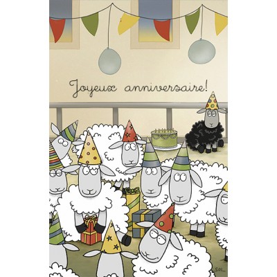 Carte de souhaits "Moutons festifs" de Marie-Sol St-Onge